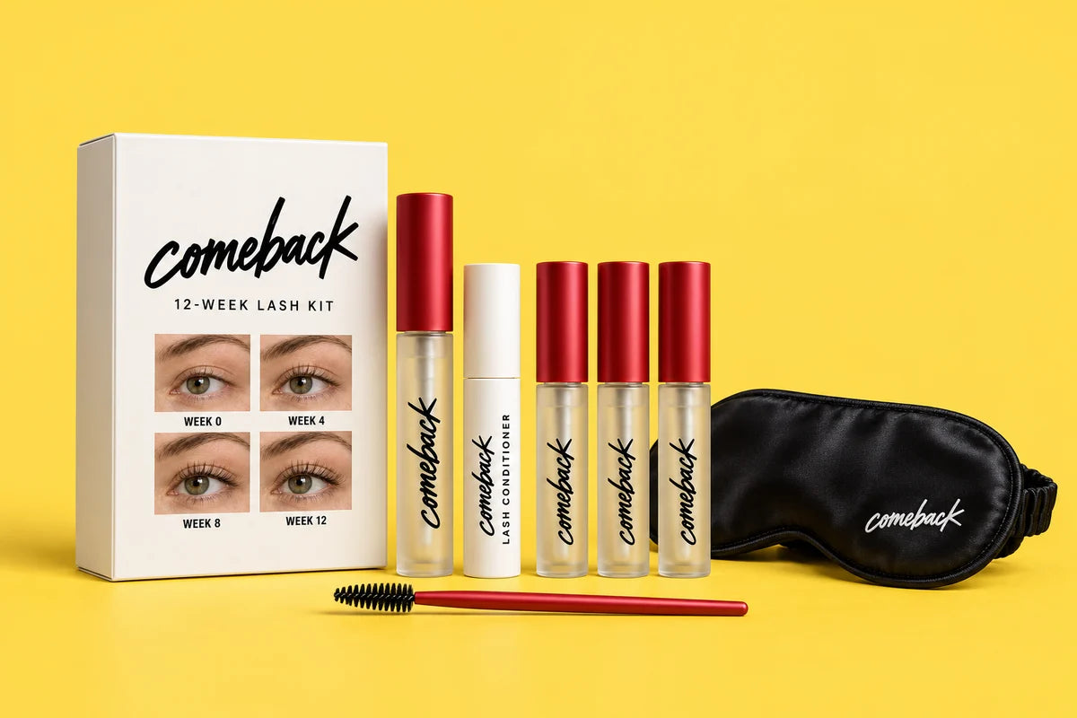 The Full-Year Plan: kit, 3 refill serums, silk sleep mask and lash spoolie