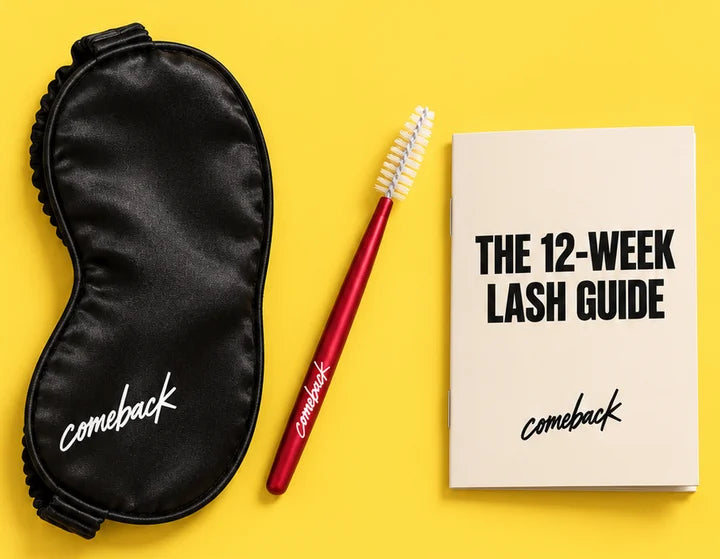 Free gifts: silk sleep mask, lash spoolie and The 12-Week Lash Guide